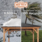 Backyard Discovery Barrington 12' x 10' Cedar Wood Outdoor Gazebo Pavilion with Hardtop Galvanized Steel Hip Roof, Snow Support, Wind Resistance, PowerPort, Shade for Garden, Patio, Deck, Entertaining