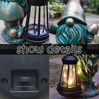 Gnomes Garden Statue Outdoor Décor with Solar Lights Lantern,Gnome Solar Light Figurines Outside Decorations for Yard，Lawn Patio, Balcony, Unique Housewarming Gifts