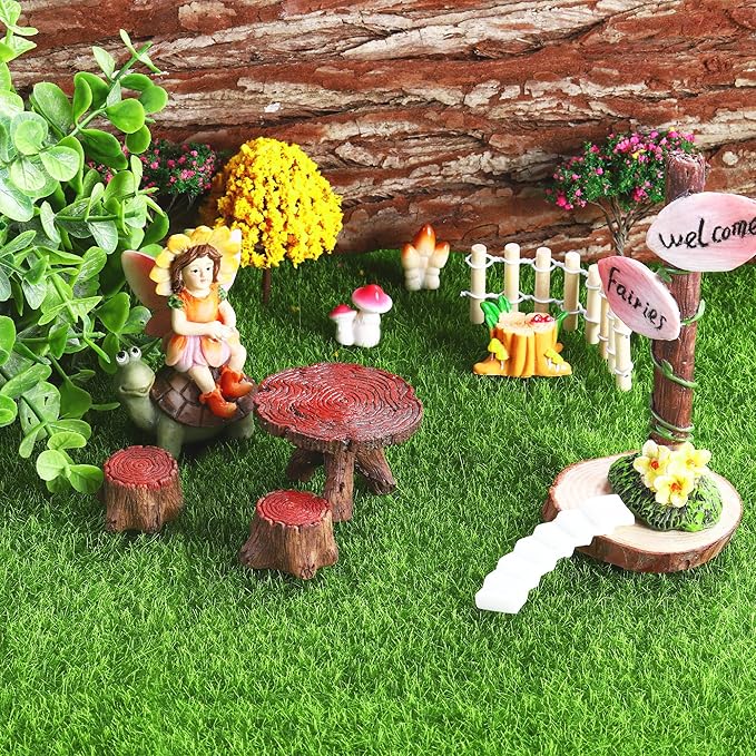 Elcoho 18 Pieces Fake Grass for Crafts Fairy Garden 6 x 6 Inches Artificial Garden Grass for Miniature Ornament Dollhouse DIY Decoration