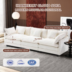 Ihanherry 111.4" L Shaped Modern Sofa Modular Sectional Cloud Couch with Ottoman, 4-Seat Chenille Deep Seat Sofa with Pillow for Living Room, Bedroom and Apartment, Beige