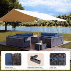 Kullavik 15PCS Outdoor Patio Furniture Set with 43" 55000BTU Gas Propane Fire Pit Table PE Wicker Rattan Sectional Sofa Patio Conversation Sets,Dark Blue
