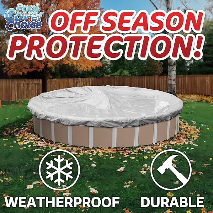 Winter Swimming Pool Cover for 33 ft Aboveground Round Pool Size, Superb Choice Series, Solid Material, Color - Camel, Pool Cover Choice 3133-4CHOICE