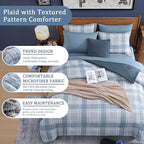 Light Blue Bedding Sets Full, Plaid Full Size Comforter Sets for Boys & Girls,Classic Homestead-style Comforter Full Size with Full Size Bed Sheets and Comforter Set