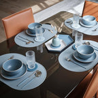 LINE+ARC Waterproof, Stain-Resistant, Heat-Safe Silicone Degrē Placemats (20.5x13, Set of 2 Terracotta) 3mm-High Rim Adults Babies Easy-to-Clean Washable Oval Modern Non-Slip Dining Table Mats
