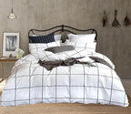 White Grid Comforter White Plaid Bedding Set Queen White Black Lines Printed Stripes Women Checkered Queen Comforters Bedding Set White Grid Comforter Set Queen