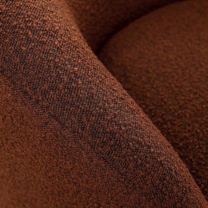 KINWELL 34" W Swivel Barrel Chair Set of 2, Mid Century Modern Round Upholstered Boucle Swivel Accent Chairs, No Assembly Sofa Chair for Living Room Bedroom Reading, Brown