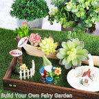 Elcoho 12 Pieces Fake Grass for Crafts Fairy Garden 6 x 6 Inches Artificial Garden Grass for Miniature Ornament Dollhouse DIY Decoration