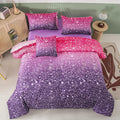 PERFEMET Purple Glitter Comforter Set Twin Size 6 Pieces Bed in A Bag for Teen Girls 3D Colorful Rainbow Bedding Comforter Sheet Set Ultra Soft Galaxy Quilted Duvet