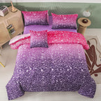 PERFEMET 6Pcs Queen Comforter Set with Sheets, Purple Glitter Tie Dye Girls Bedding Sets, Colorful Ombre Gradient Bed in A Bag, Soft Fluffy Teen Girl Bed Set for Bedroom Decor