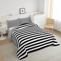 Striped Comforter Set Black and White Stripe Bedding Set Twin Kids Boys Girls Women Men Farmhouse Ticking Stripes Duvet Set Modern Geometric Lines Adults Abstract Gothic Home Decor Soft Reversible