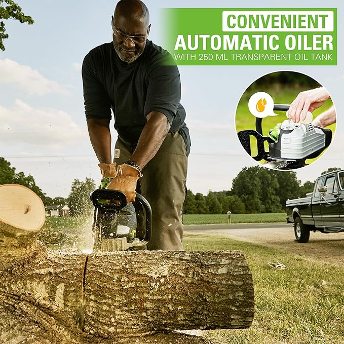 Greenworks 80V 20" Brushless Cordless Chainsaw (Great For Tree Felling, Limbing, Pruning, and Firewood), 75+ Compatible Tools, Tool Only, Green