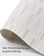 Leetaltree Pale Beige Placemats Set of 8 - Heat Resistant Non-Slip Place mats for Dining Table, Washable Durable PVC Vinyl Woven Table Mats（Pale Beige, 8）