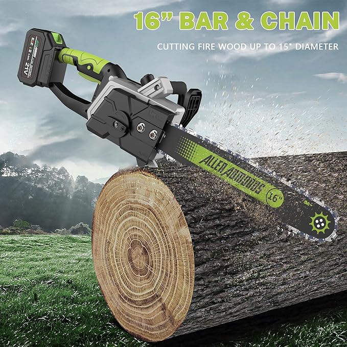 Cordless Chainsaw 16 Inch, 40V (2 x 20V MAX) Battery Powered Chain Saw, Brushless Chainsaw with Tool-free Chain Tension, Auto Oiler, 2 * 4.0Ah Battery & Fast Charger Included