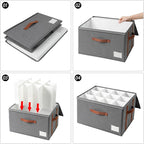 Stemware Storage Cases,Wine Glass Storage Box,with Dividers,Holds 12 Red or White Wine Glasses, Durable Glassware Storage Containers for Crystal or Stemware (Grey red, 2 Stemware storage cases)