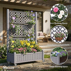 YITAHOME 42.5x14.2x61 in Planter Box with Trellis, All-Weather Raised Garden Bed with Wheels & Drain Plug, Outdoor Privacy Screen for Climbing Plants Flowers Herbs, Brown