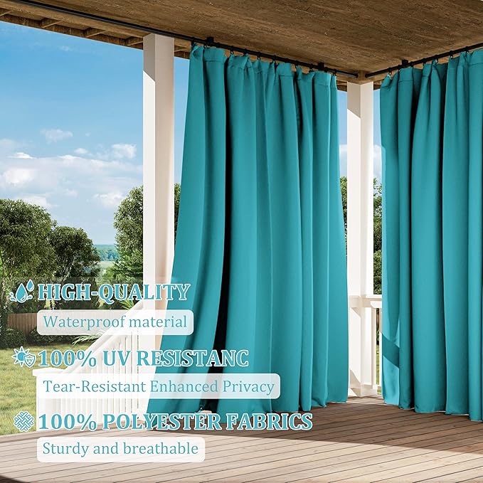 Gazebo Universal Replacement Privacy Curtain,12'×14' Gazebo Outdoor Waterproof Curtains, 4-Panels Sidewall Curtains with Double Zipper for Patio Canopy, Garden and Backyard (Curtain Only)