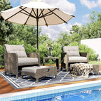 Pamapic 5 Pieces Wicker Patio Furniture Set Outdoor Patio Chairs with Ottomans Conversation Furniture with coffetable for Poorside Garden Balcony(Grey Cushion +Grey Rattan)…
