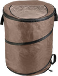 Wakeman Outdoor Trash Can - 46-Gallon Collapsible Garbage Can with 3 Stakes - Pop Up Trash Can for Camping, Storage, or Yard Waste Outdoors (Beige)