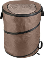 Wakeman Outdoor Trash Can - 46-Gallon Collapsible Garbage Can with 3 Stakes - Pop Up Trash Can for Camping, Storage, or Yard Waste Outdoors (Beige)