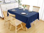 Smiry Rectangle Waterproof Heavy Duty Vinyl Tablecloths, 60 x 102 Inch | Wipeable Washable Floral Embossed Table Cover for Kitchen and Dining Room, Indoor & Outdoor Use, Dark Blue