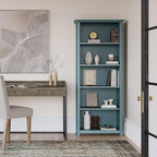 SIMPLIHOME Amherst SOLID WOOD 30 Inch Wide Transitional 5 Shelf Bookcase in French Blue, for The Living Room, Study Room and Office
