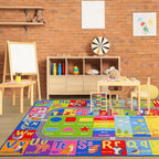 Kids Rugs For Playroom, ABC Alphabet Numbers Classroom Rug, 3x5 Feet Educational Learning and Fun Playroom Rug, Non Slip Nursery Rug, Kids Play Mat for Kids Room, Toddler Classroom and Bedroom