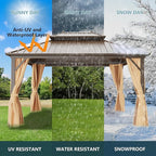 10'x14' Hardtop Gazebo, Outdoor Aluminum Patio Gazebo Double Roof Galvanized Steel Canopy with Netting and Curtains,for Garden, Patio, Backyard, Deck and Lawns.