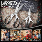 TIJERAS Kitchen Scissors Shears Set - 2PCS Stainless Steel Sharp | Dishwasher Safe, Heavy Duty Poultry Shears, Japanese Cooking Scissor for Food Chicken, Gifts for Women, Black