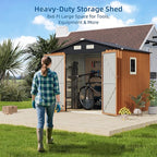 6x8FT Outdoor Storage Shed, Metal Garden Shed with Updated Frame Structure & Lockable Doors, Large Tool Shed for Backyard, Patio,Lawn,Utility & Bike Storage