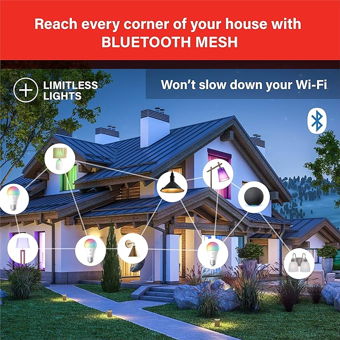 Sengled Light Bulb, S1 Auto Pairing with Alexa Devices, Color Changing , Smart Light that Work with , Bluetooth Mesh Smart Home Lighting, E26 60W Equivalent, 800LM, 4 Count (Pack of 1)