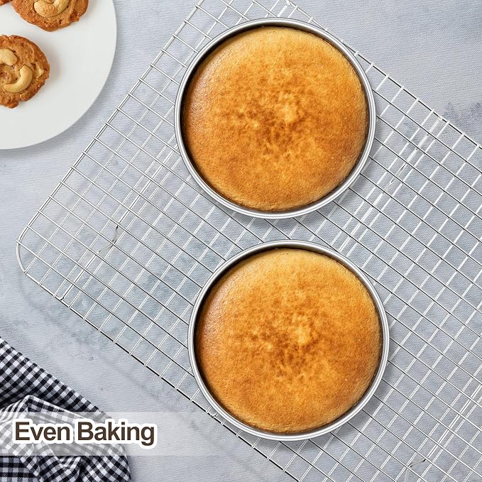 Homikit 6 Inch Cake Pan Set of 2, Stainless Steel Round Cake Pans, 2” Deep Small Nonstick Layer Cake Tins Baking Pan for Wedding Birthday Baby Shower Party, Mirror Finish & Dishwasher Safe