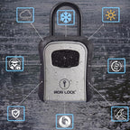Iron Lock® Medium Key Lock Box with Code, U-Shackle Opens Fully Out (Grey) | Built-in key hooks + catch tray; hangs on handles, gates, fences or a hasp; wall-mountable; dial cover; no batteries