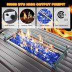 Patio Furniture Sectional Sofa Set 7-Pieces PE Rattan Patio Conversation Set w/43in Gas Fire Pit Table, Outdoor Furniture with 55000 BTU Propane Fire Pit, Navy Blue