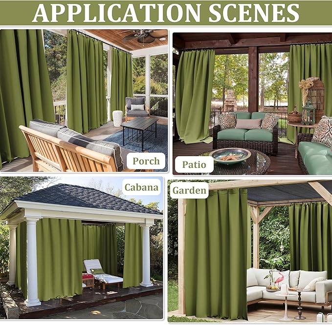 Gazebo Universal Replacement Privacy Curtain,10'×10' Gazebo Outdoor Waterproof Curtains, 4-Panels Sidewall Curtains with Double Zipper for Patio Canopy, Garden and Backyard (Curtain Only)