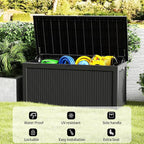 320 Gallon Deck Box, Resin Outdoor Indoor Waterproof Storage Box, Lockable Storage Box With Handle for Patio Furniture - Garden Tools - Swimming Pool Tools UV-Resistant - Black