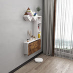 Folding Wall Mounted Drop Leaf Table, Foldable Desk with Moveable Cabinets, Floating Laptop with Convertible Storage Shelves, Multifunctional Computer Workstation in Home for Space Saving