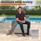 10-Seat Modern Patio Furniture Set with Swivel Rocking Chairs, Thick 4″ Cushions, Dual-Strand Wicker Rattan, Rust-Resistant Steel Frame – Outdoor Conversation & Modular Sectional,Blue