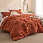Bedsure California King Comforter Set - Terracotta Comforter, Boho Tufted Shabby Chic Bedding Comforter Set, 3 Pieces Farmhouse Bed Set for All Seasons, Fluffy Soft Bedding Set with 2 Pillow Shams