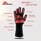 BBQ Dragon Heat Resistant Gloves - High Heat Gloves for Cooking, BBQ, Grilling, and Baking - Non-Slip Oven & Heat Proof - Certified Heat Protection for Outdoor Grill & Kitchen Safety