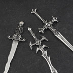 3PCS Skull Sword Hair Pins for Women, Metal Hair Sticks Set, Gothic Hair Accessories, Fantasy Decorative Hair Pins, Medieval Hair Stick Set for Bun Updo Long Thick Hair