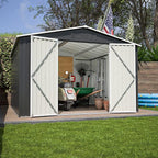 Favfurish 10 x 10 FT Outdoor Storage Shed,Heavy Duty Tool Sheds Metal Storage Garden Shed with Sloped Roof and Lockable Doors,Large Metal Storage Sheds for Backyard Patio Lawn, Black