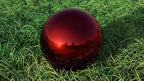 Lulu Decor, Red Stainless Steel Gazing Mirror Ball Size 12, Smooth Reflective Shiny Garden Decoration Globe