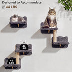 9-in-1 Cat Wall Shelves, Cat Wall Furniture Set with Bridge, Grey | Wall Mounted Cats Shelf for Space-Saving, Multi-Level Cat Climbing Systems for 16 Inch Drywall, with Scratching Posts, Condos