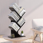 5-Shelf Tree Bookshelf Free Standing Small Book Shelf Narrow Wood Bookcase Floor Standing Book Shelf Modern Book Storage Organizer for Home Office Bedroom Living Room Black