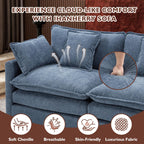 Ihanherry 111.4" L Shaped Modern Sofa Modular Sectional Cloud Couch with Ottoman, 4-Seat Chenille Deep Seat Sofa with Pillow for Living Room, Bedroom and Apartment, Beige