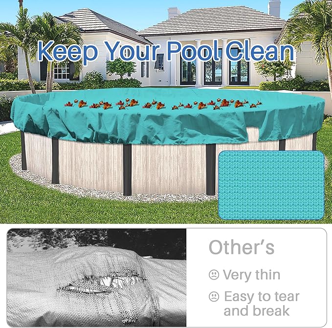 ECOOPTS 7 ft Round Pool Cover for Above Ground Pools, Swimming Pool Cover Protector Winter Safety Cover (Turquoise)
