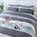 Andency Stripe Comforter Set Full Size (79x90 Inch), 3 Pieces Mint Green Patchwork Striped Comforter, Soft Microfiber Down Alternative Comforter Bedding Set with Corner Loops