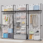 HOMIDEC Closet Organizers and Storage, 16 Cube Storage Organizer | Closet Organizer Bookshelf Cubes Shelves for Clothes, Bedroom, Kids Room, Bathroom, Wardrobe, Garment Racks, Transparent