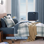 Blue Full Size Comforter Sets, Plaid Comforter Full Size for Boys & Girls,Classic Homestead-style Bedding Sets Full with Full Size Bed Sheets and Comforter Set