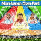 JAMBO Premium Triple Water Slide with 3 Bodyboards, 20Ft Heavy Duty Slip Splash and Slides-Advanced 3-Way Sprinkler System, Splash Pad Mat Backyard Summer Outdoor Water Toys n Long Slides for Kids